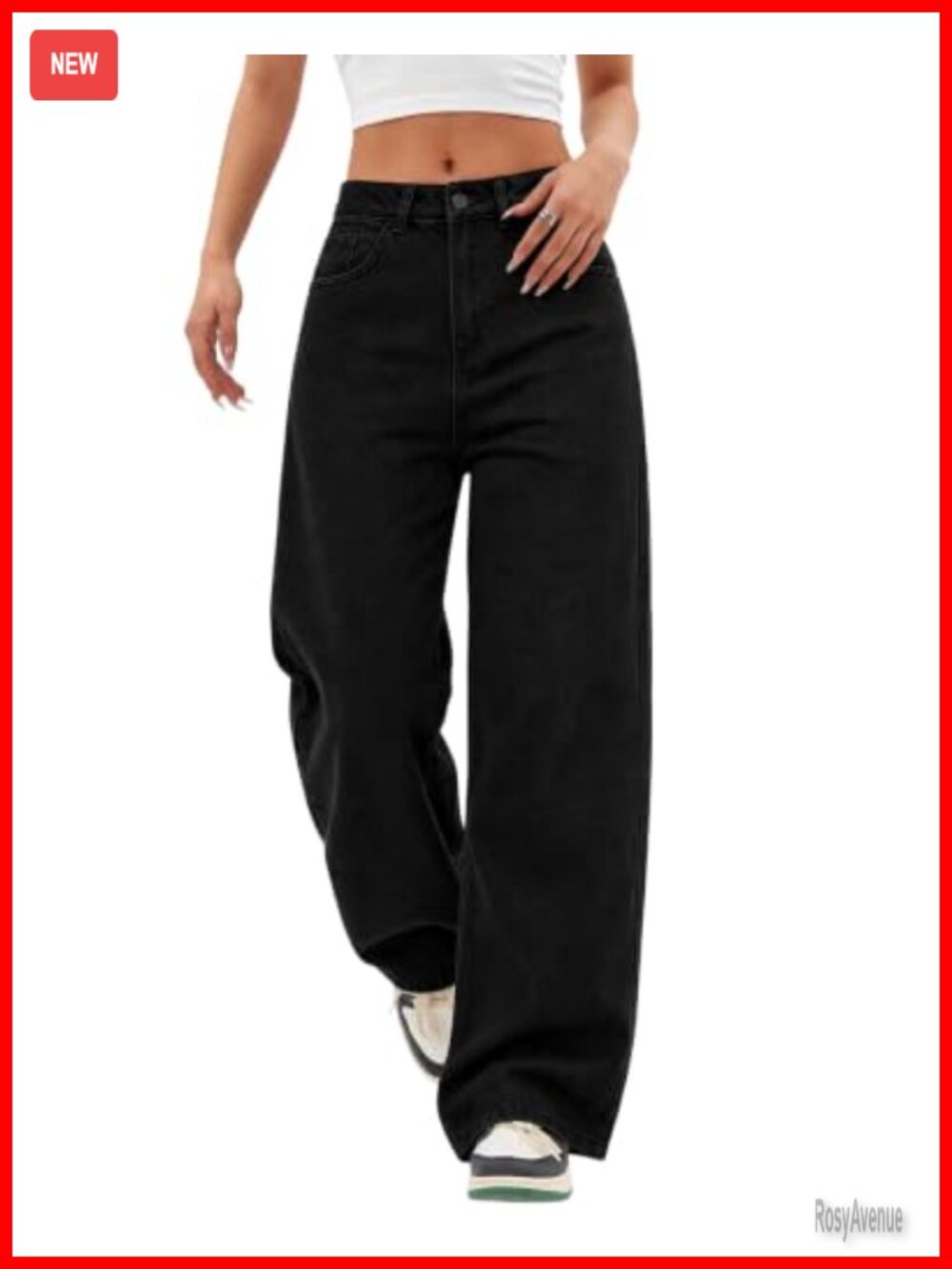 Women's Baggy Wide Leg Mid Rise Denim Jeans Distressed Boyfriend